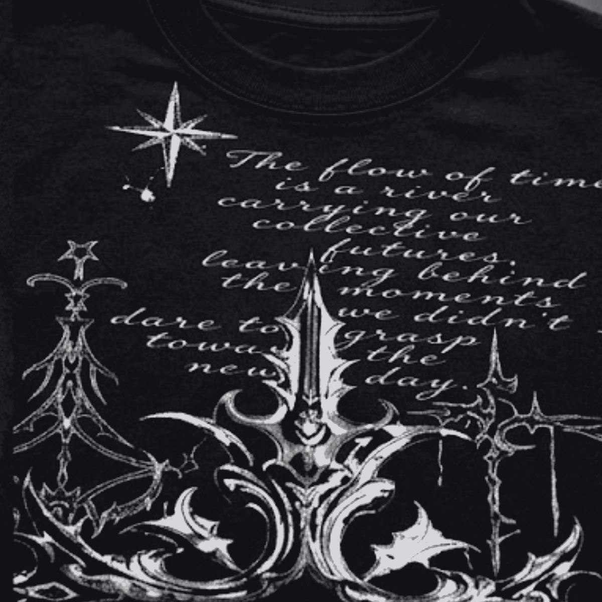 a closeup showing an Erisce Cire Cybersigilism Tee