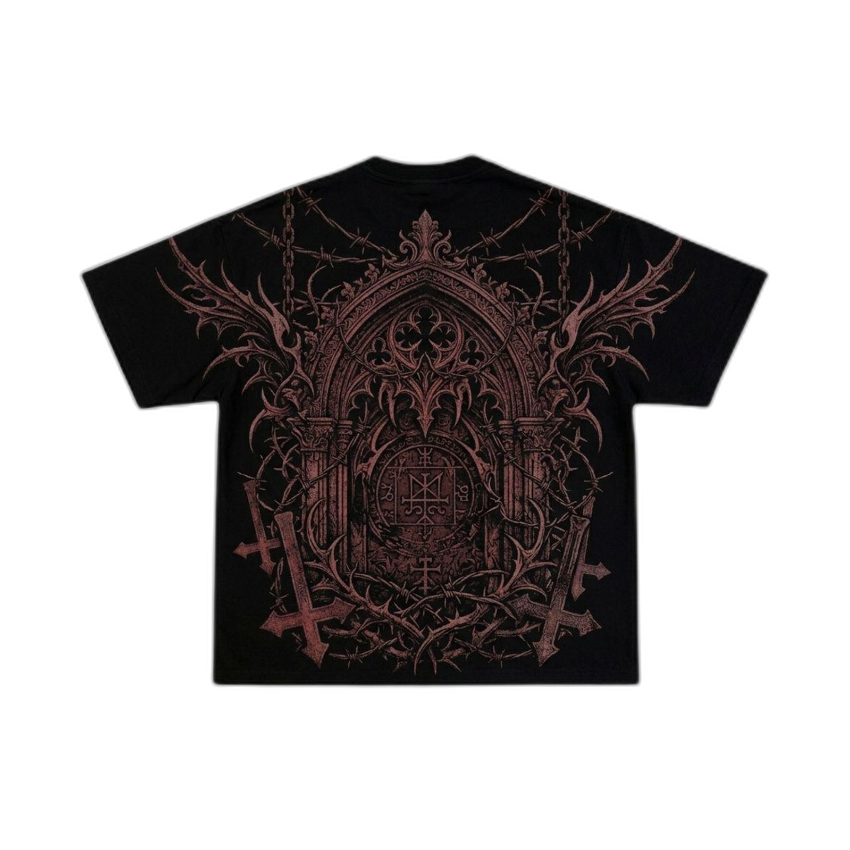 ERISCE CIRE Cathedral of Thorns Graphic Tee - back flat lay, transparent background