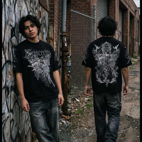 ERISCE CIRE Grunge Heraldry Tee - model shot