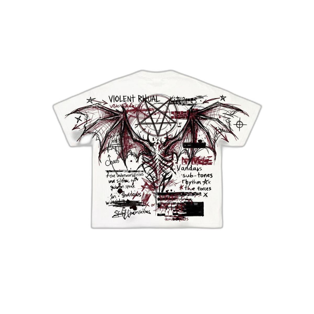 ERISCE CIRE Violent Ritual Graphic Tee - back flat lay, transparent background